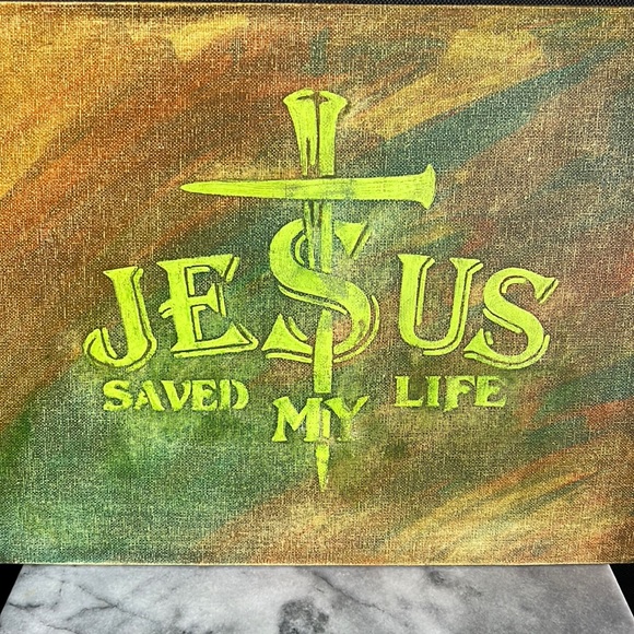 Jesus Saved My Life* Acrylic Canvas Painting - Picture 3 of 16